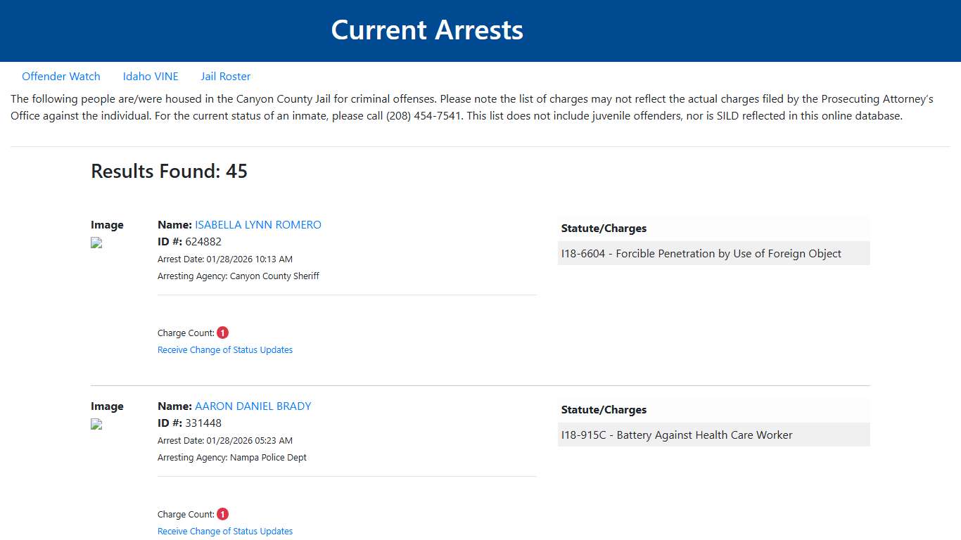 Current Arrests